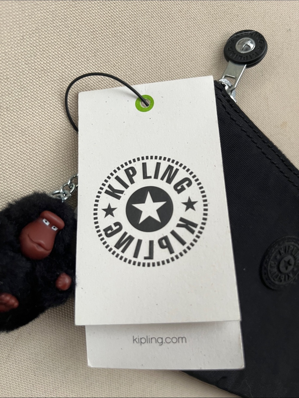 Kipling Black Zip Coin Pouch with Fuzzy Monkey Charm - Picture 5 of 8